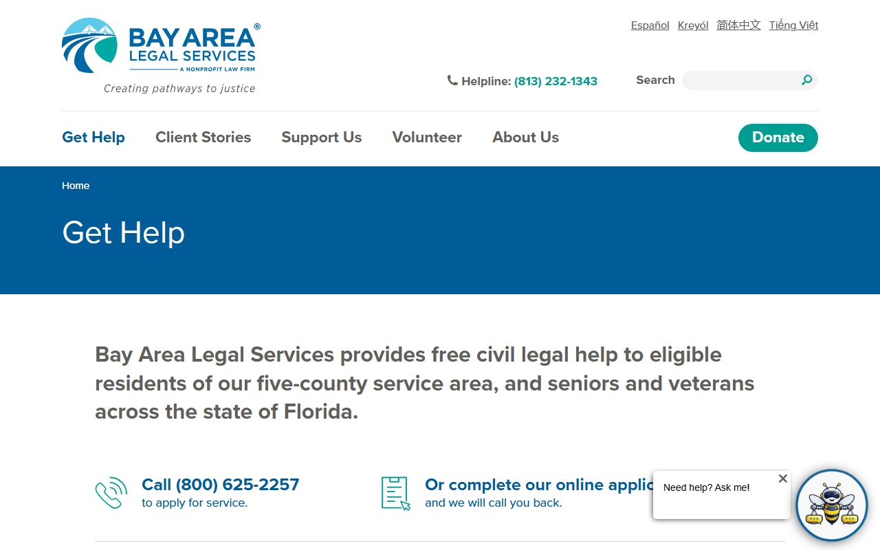 Bay Area Legal Services help page for Pinellas County court records and civil legal assistance