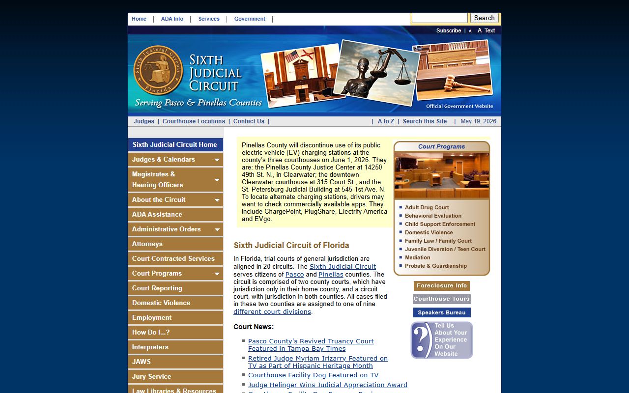 Pinellas County Sixth Judicial Circuit homepage